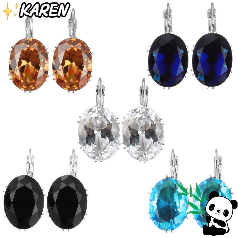 Bông Tai Mạ Bạc 925 Dạng Vòng Thời Trang|Bông Tai HìNh Oval ĐíNh Đá ThờI Trang