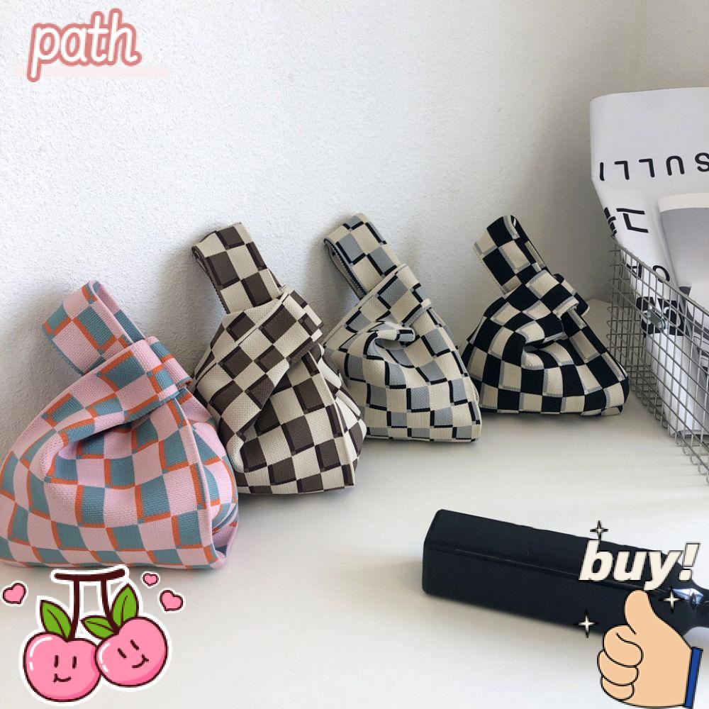 Túi Xách Đeo Vai Mini Đan Len Họa Tiết Sọc Caro Thắt Nút Thời Trang Cho Nữ