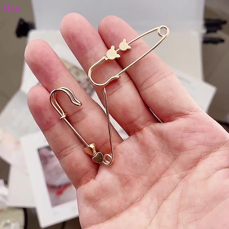 {Ffsd} Trâm Cài Áo Bằng Hợp Kim Hình Lục Giác / Gấu Ngôi Sao Màu Vàng Kim Cố Định Chống Ánh Sáng Đơn Giản * Hàng
