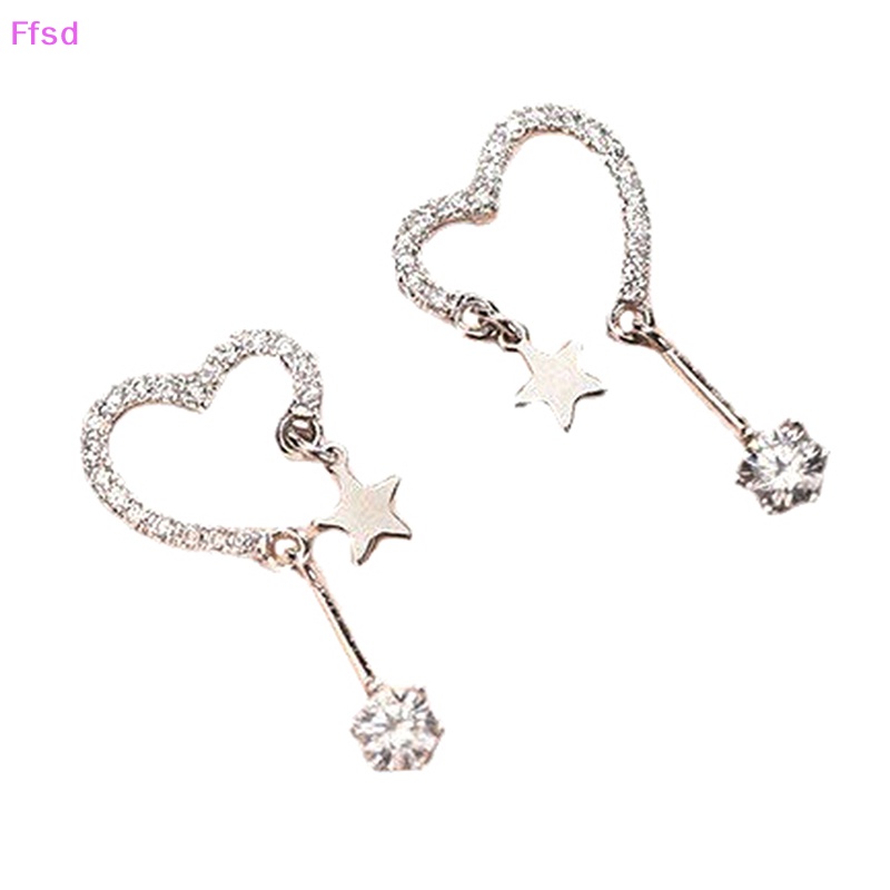 1 Đôi Bông Tai Hình Ngôi Sao / Trái Tim Phối Tua Rua Phong Cách Âu Mỹ Thời Trang Cho Nữ