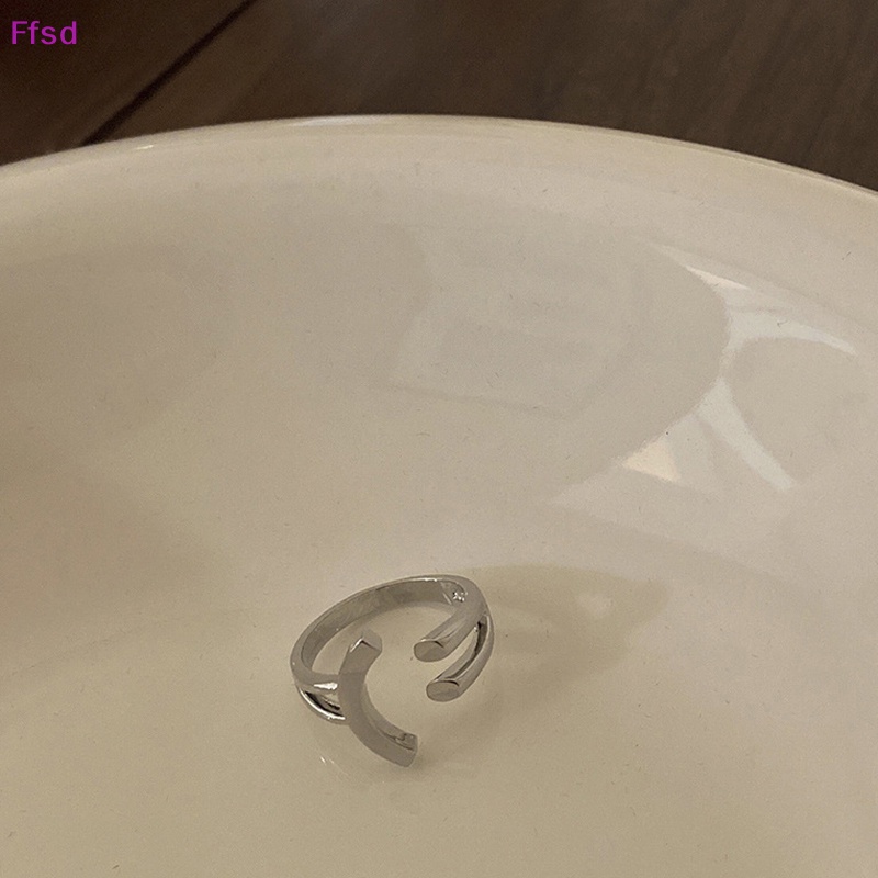 {Ffsd} Nhẫn Hở Màu Bạc Hình Mặt Cười Thiết Kế Độc Đáo Có Thể Điều Chỉnh Cho Nữ Sinh * Hàng Bán Chạy