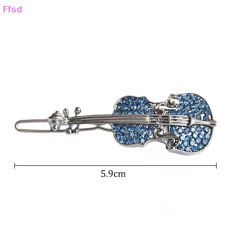 Kẹp Tóc Kim Loại Đính Đá Hình Đàn Violin Thời Trang Cho Nữ
