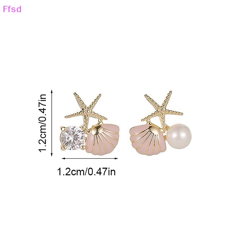 {Ffsd} 1 Đôi Bông Tai Hợp Kim Đơn Giản Hình Sao Biển Đính Ngọc Trai Zircon * Hàng Bán Chạy