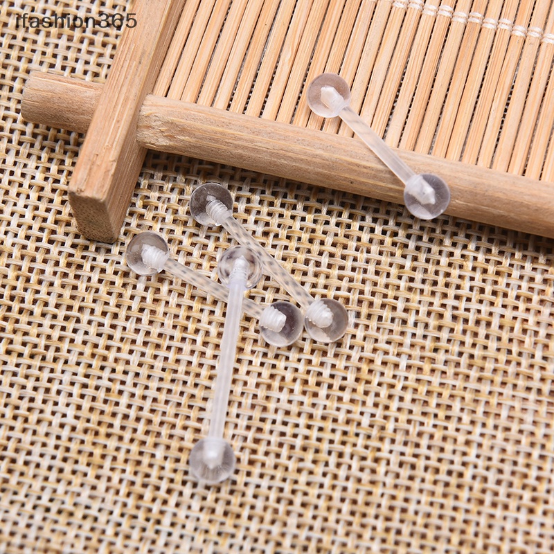 Set 10 Khuyên Lưỡi Bằng Nhựa Acrylic Mềm Trong Suốt Thời Trang Helix ifashion365