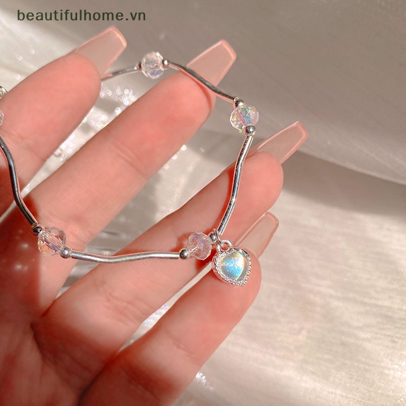 [beautifulhome] Vòng Tay Pha Lê Hình Trái Tim Nhiều Màu Sắc Ngọt Ngào Siêu Thơ Mộng Trang Trí Cho Bạn Gái [beauty]