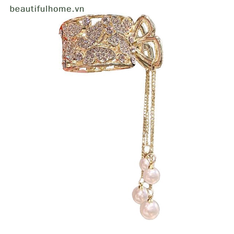 Kẹp Tóc Càng Cua Cố Định Đính Đá &amp; Ngọc Trai Cho Nữ