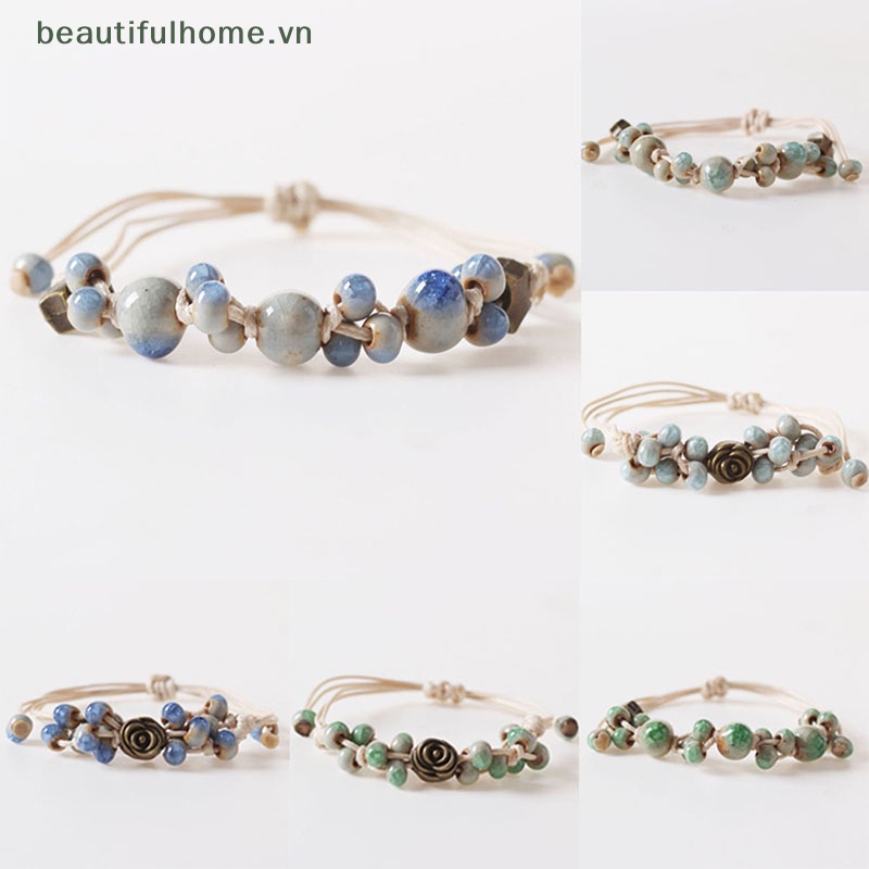 Vòng Đeo Tay Hạt Gốm Phong Cách Dân Tộc Thời Trang Cho Nữ