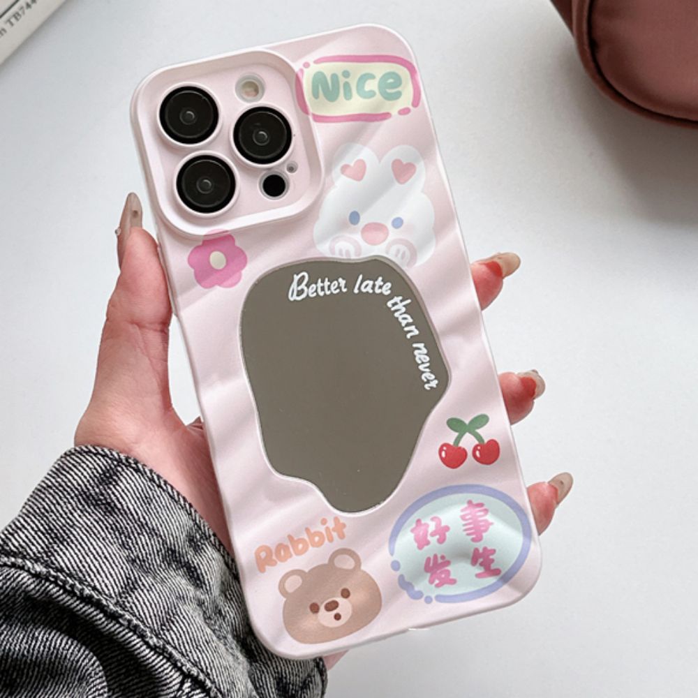 Ốp Điện Thoại TPU Mềm Chống Sốc Gắn Kèm Gương Hình Gấu / Thỏ 3D Dành Cho IPhone 11 14 13 12 Pro Max