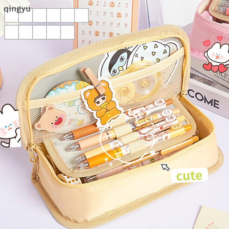 Túi Đựng Bút Bằng Vải Sức Chứa Lớn Họa Tiết Hoạt Hình Phong Cách Hàn Quốc Dễ Thương Cho Học Sinh