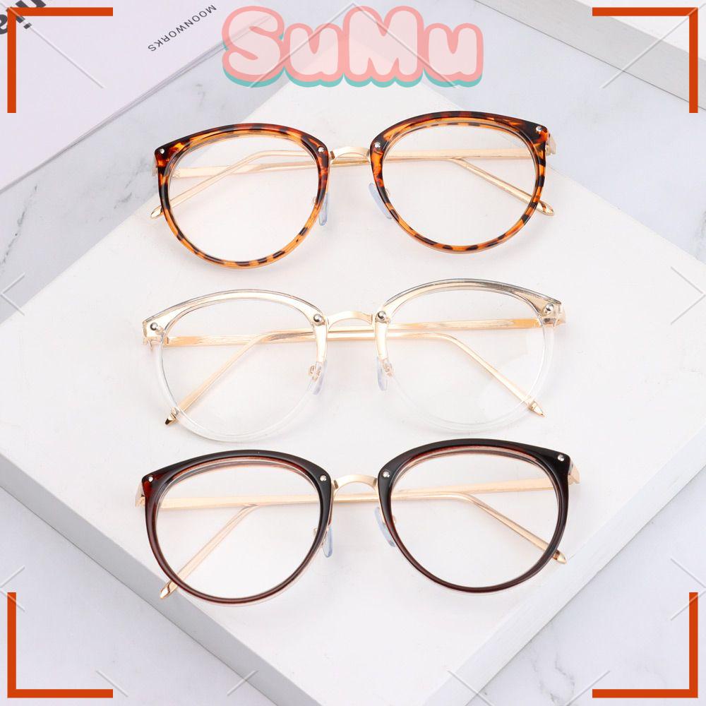 Mắt Kính Gọng Kim Loại Họa Tiết Da Báo Phong Cách Retro