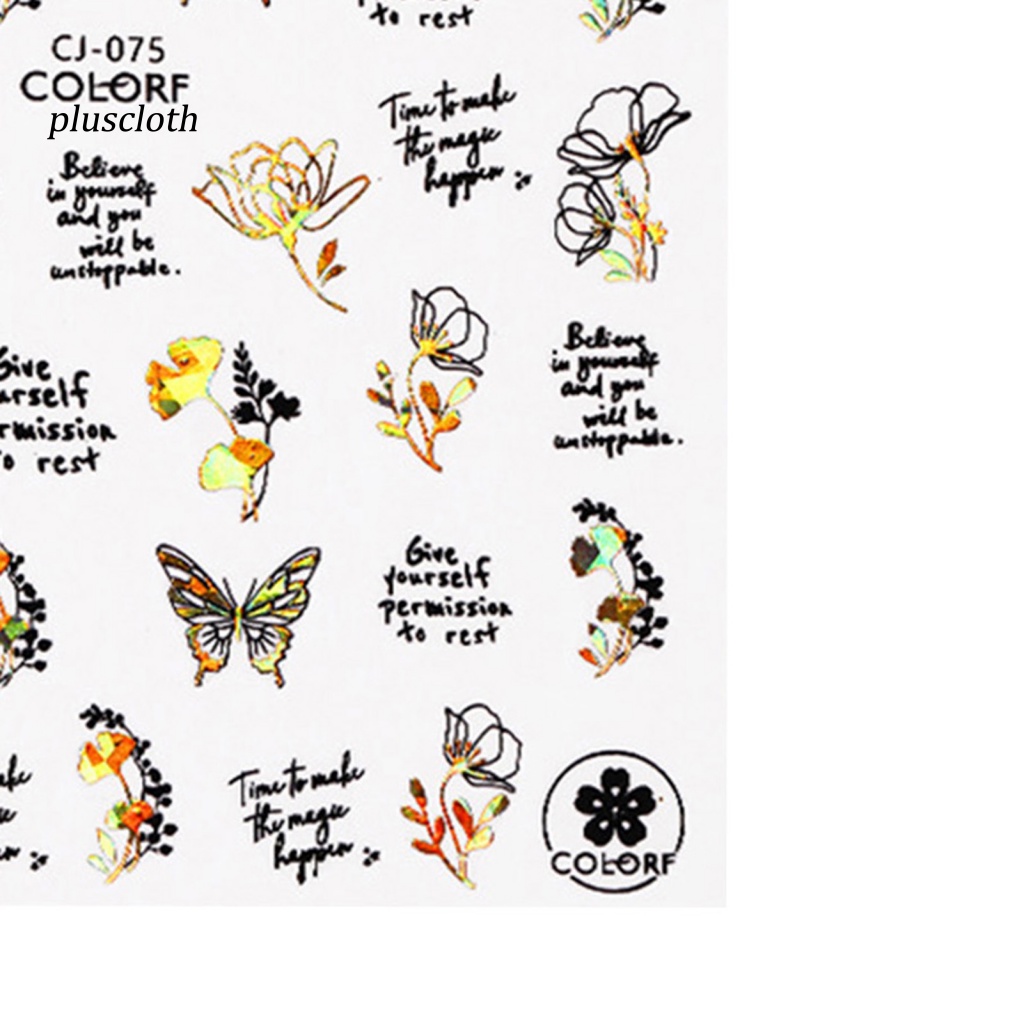 1 Tấm Nhãn Dán Trang Trí Móng Tay Tự Dính Họa Tiết Lá Bướm 3D