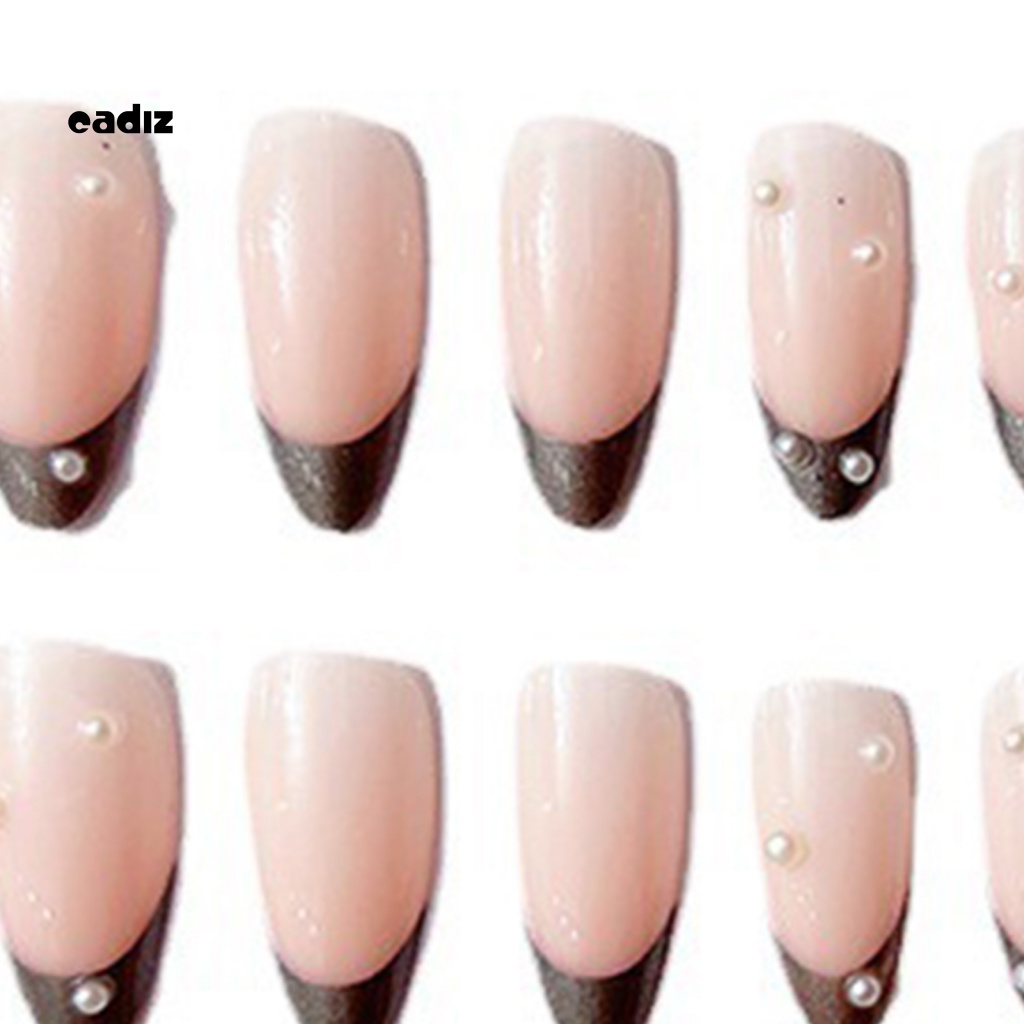 1 Bộ Móng Tay Giả Bằng Nhựa Siêu Mỏng Đính Ngọc Trai Nhân Tạo Che Phủ Toàn Diện Tháo Rời Được