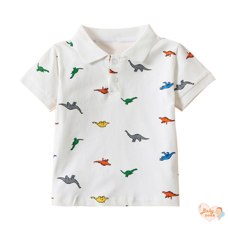 Áo polo Tay Ngắn In Họa Tiết Khủng Long Hoạt Hình Thời Trang Mùa Hè Cho Bé Trai Từ 2-7 Tuổi