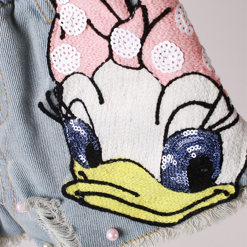 CATIMINI Quần Short denim Dáng Rộng In Hoạt Hình Kiểu Hàn Quốc Dễ Thương Cho Bé Gái