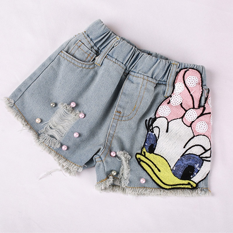 CATIMINI Quần Short denim Dáng Rộng In Hoạt Hình Kiểu Hàn Quốc Dễ Thương Cho Bé Gái