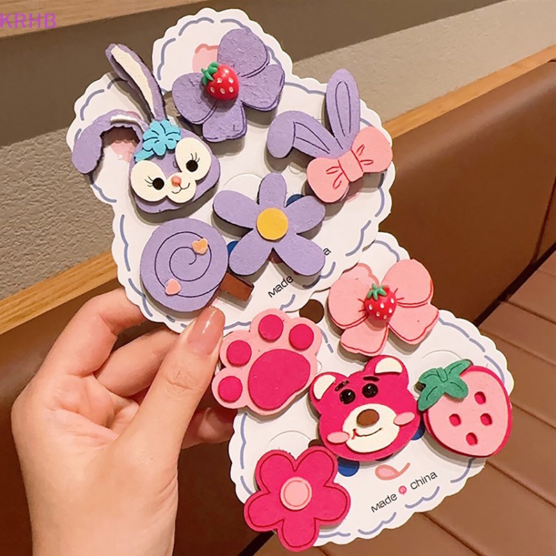 Set 5 Kẹp Tóc Họa Tiết Hoạt Hình Phong Cách Hàn Quốc Dễ Thương Cho Bé Gái Mới