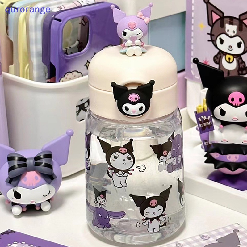 SANRIO Bình Nước Nhựa Có Ống Hút Họa Tiết Hoạt Hình Kuromi Melody Đáng Yêu