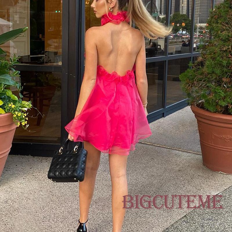 Đầm Lưới Không Tay Hở Lưng Màu Sắc Trơn Thời Trang Mùa Hè Dành Cho Nữ