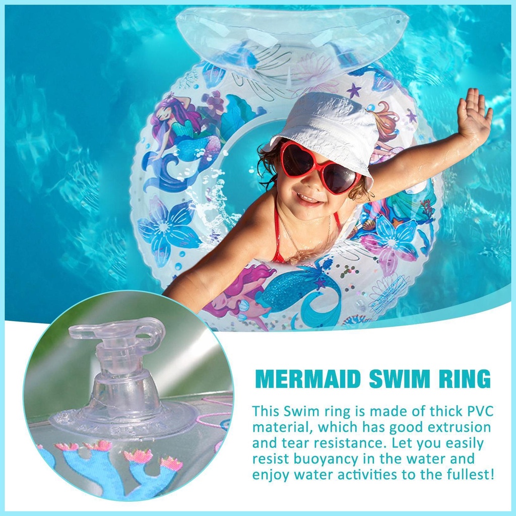 Phao Bơi Bơm Hơi Kiểu Hoạt Hình Dễ Thương Trong Suốt Chống Rách Tiện Dụng