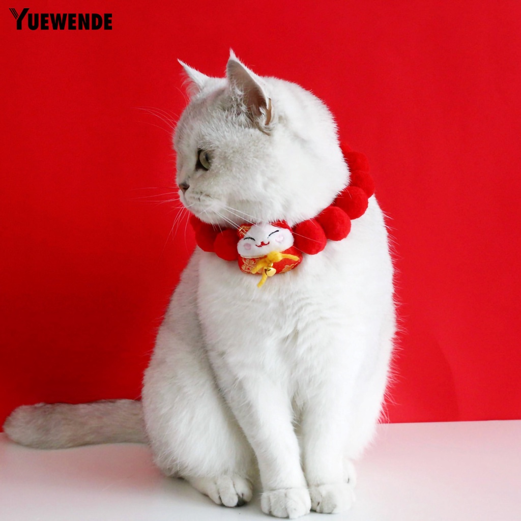 Vòng Cổ Gắn Quả Bông Và Chuông Trang Trí Năm Mới Cho Thú Cưng