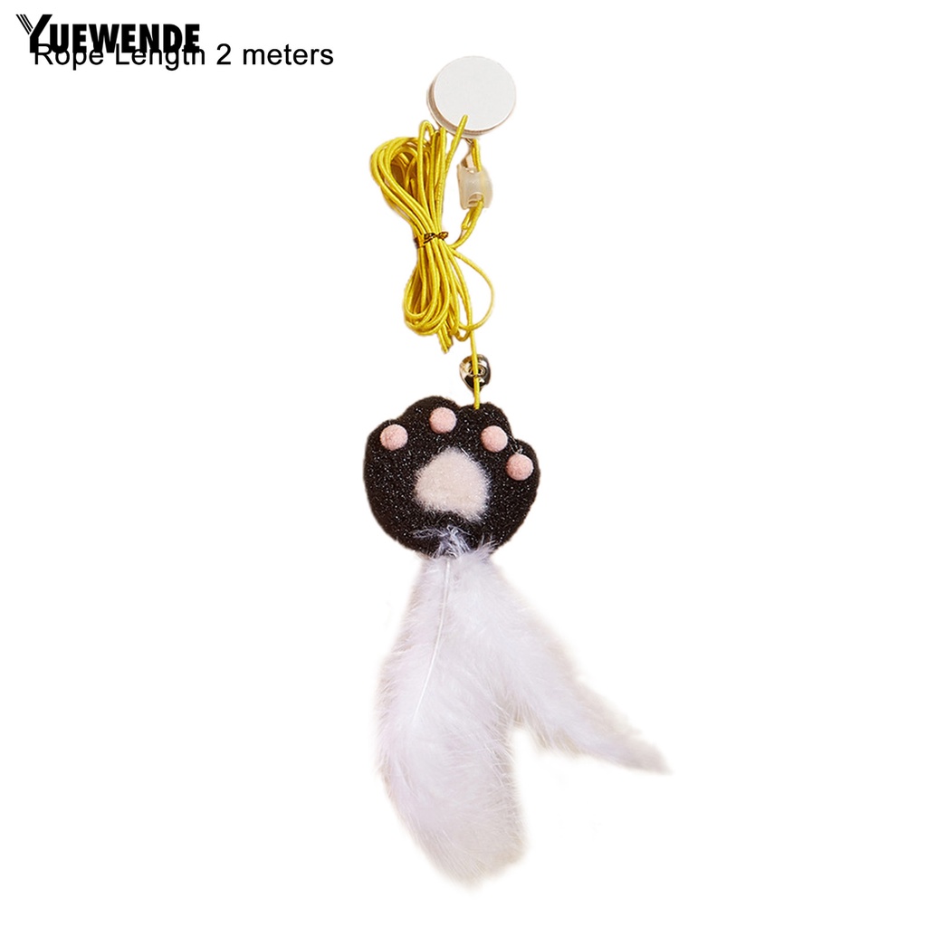 Đồ Chơi Dây Thừng Đính Lông Vũ Độ Co Giãn Cao Treo Trang Trí Cho Mèo Cưng