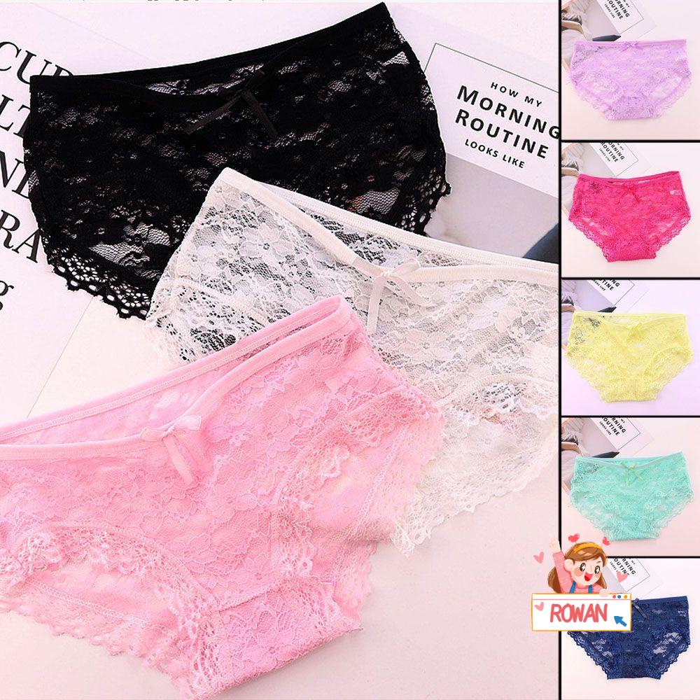 Quần Lót Cotton Lưng Thấp Phối Ren Trong Suốt Quyến Rũ Cho Nữ
