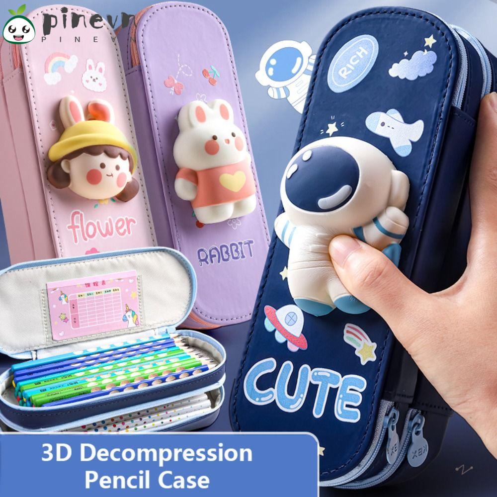 Túi Đựng Bút 3D Chống Thấm Nước Bằng Xốp EVA Hai Lớp Họa Tiết Không Gian Dễ Thương