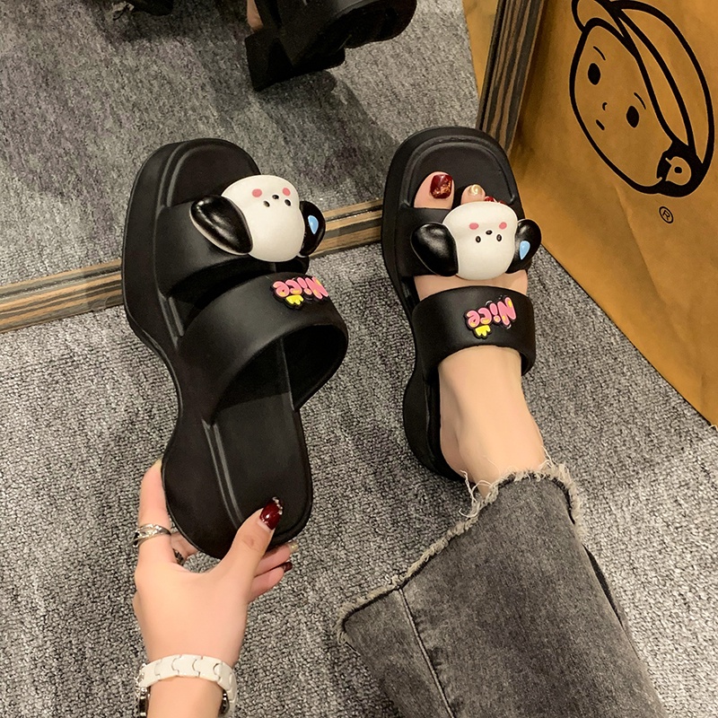 Kisstyle Dép Sandal Đế Dày Mềm Mại Họa Tiết Hoạt Hình Thoải Mái Thời Trang Đi Biển Cho Nữ