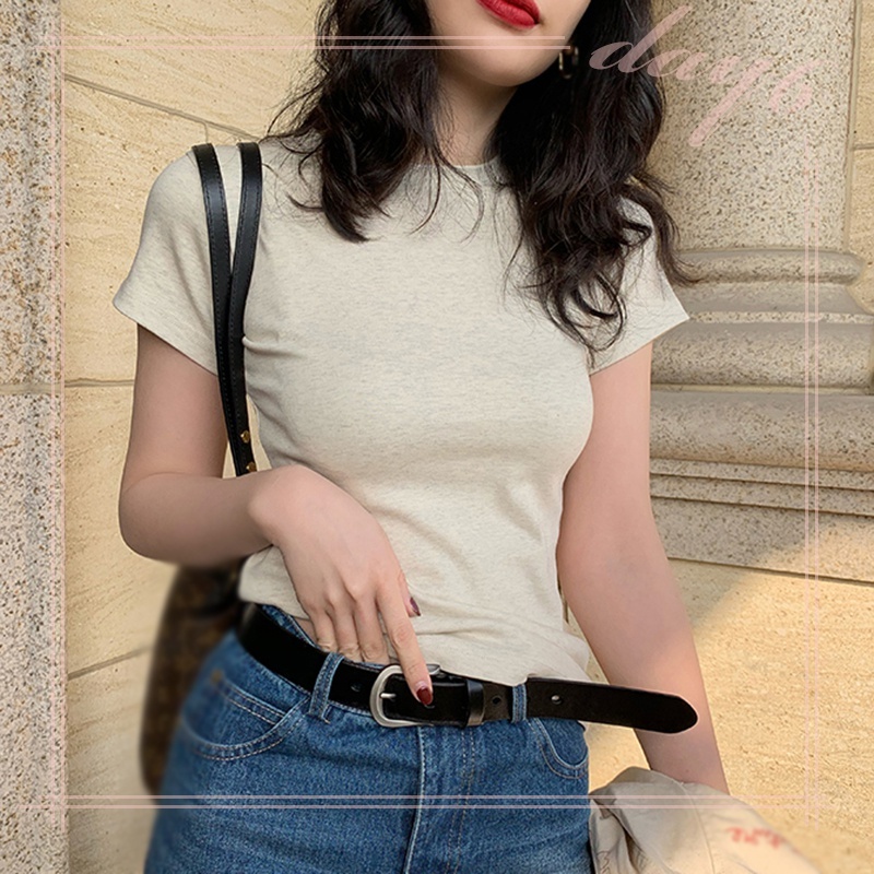 Áo Thun Nữ Tay Ngắn Màu Trơn Thời Trang Hàn Quốc
