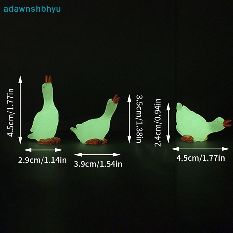 Set 3 Tượng Ngỗng Mini Bằng Nhựa Màu Huỳnh Quang DIY Trang Trí Sân Vườn