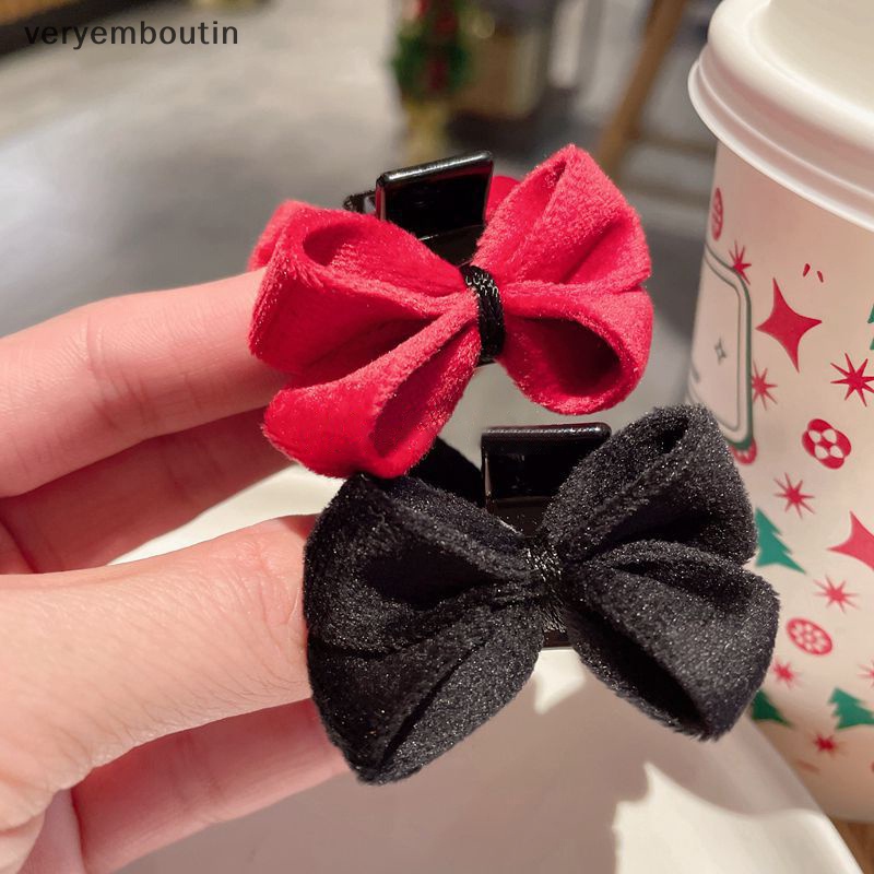 Kẹp Tóc Càng Cua Mini Đính Nơ Bằng Vải Nhung Thời Trang Ngọt Ngào Cho Nữ