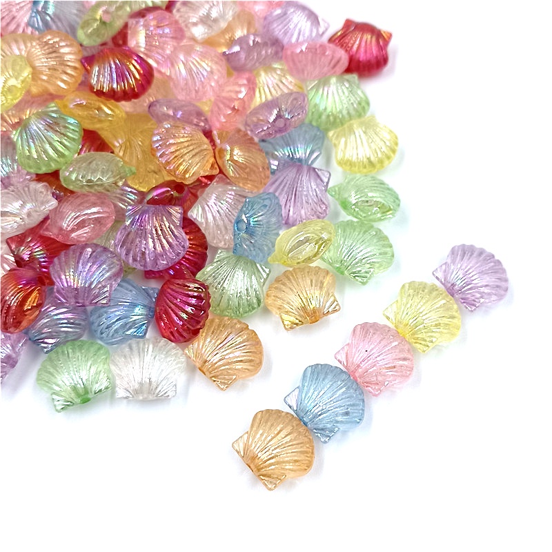 Set 20 Hạt Nhựa Hình Vỏ Sò Nhiều Màu Sắc Làm Trang Sức Thủ Công