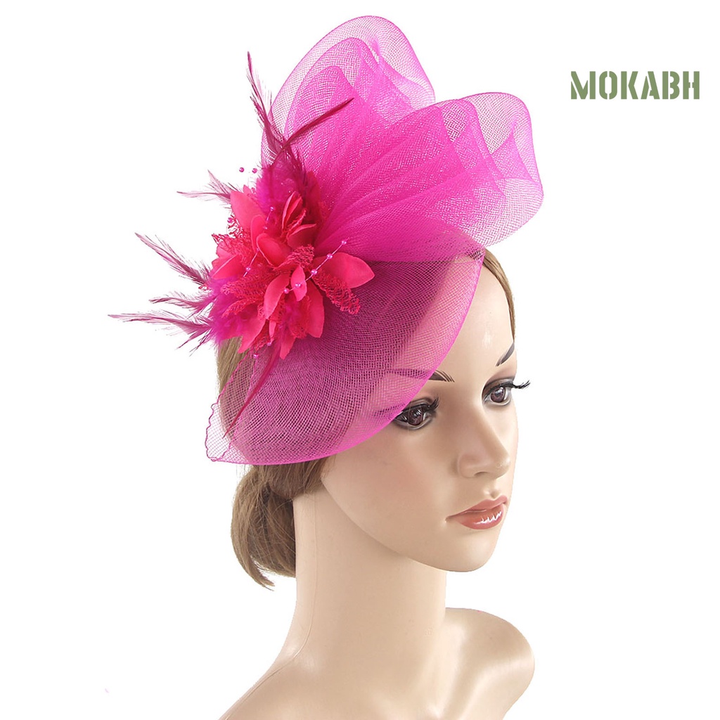 Mũ Tai Thỏ Phối Lưới Đính Lông Vũ Phong Cách Retro Thanh Lịch Dành Cho Cô Dâu