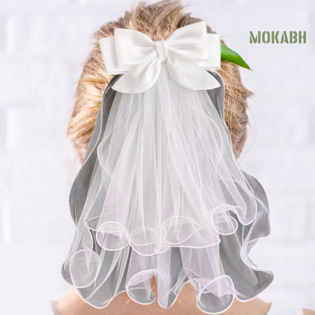 [Mokabh] Mạng Che Mặt Màu Trắng Dài Đẹp Thu Hút Thanh Lịch Thời Gian Uốn Tóc Cho Cô Dâu Cung Cấp