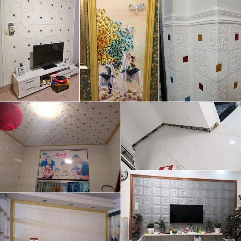 Cuộn Băng Keo Dán Viền Khung Cửa / Tường 3D Bằng Xốp Tự Dính Trang Trí Nhà Cửa