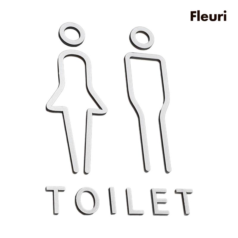 [Fleurir] Set 2 Bảng Hiệu Toilet Phong Cách Bắc Âu Trang Trí Khách Sạn / Phòng Tắm Không Cần Khoan Lỗ