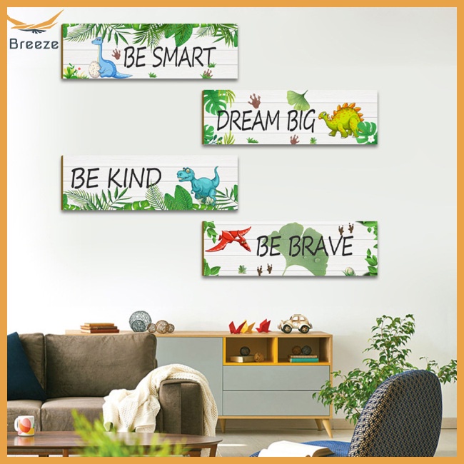 Set 4 Biển Gỗ Treo Tường Trang Trí Hình Động Vật Dễ Thương