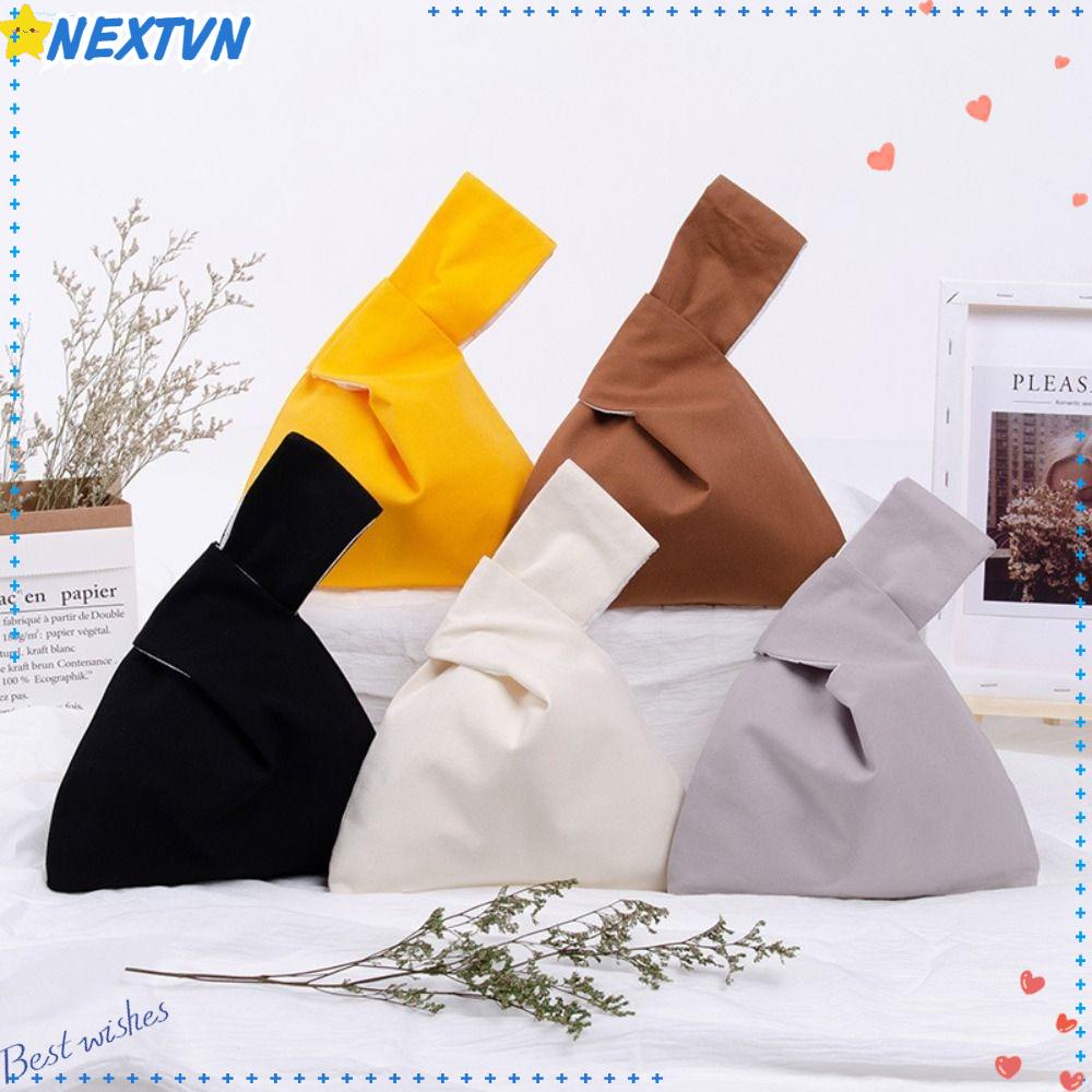 Túi Xách Mua Sắm Bằng Cotton Gọn Nhẹ Thắt Nút Cổ Tay