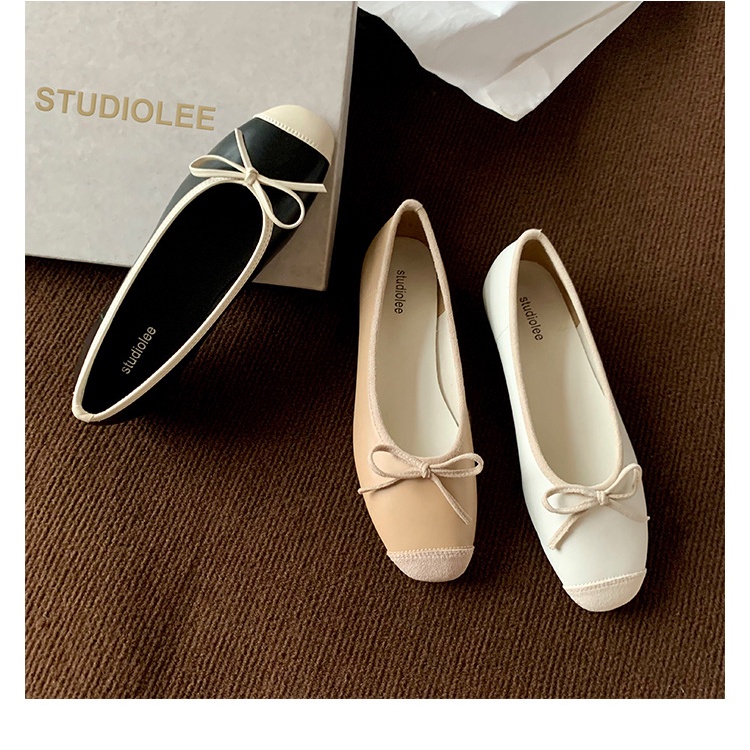 Giày Búp Bê Mũi Vuông Đính Nơ Thời Trang Cho Nữ