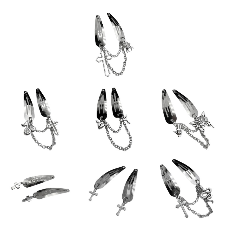 Kẹp Tóc Tua Rua Màu Bạc Đậm Y2K Ngọt Ngào Cho Bé Gái