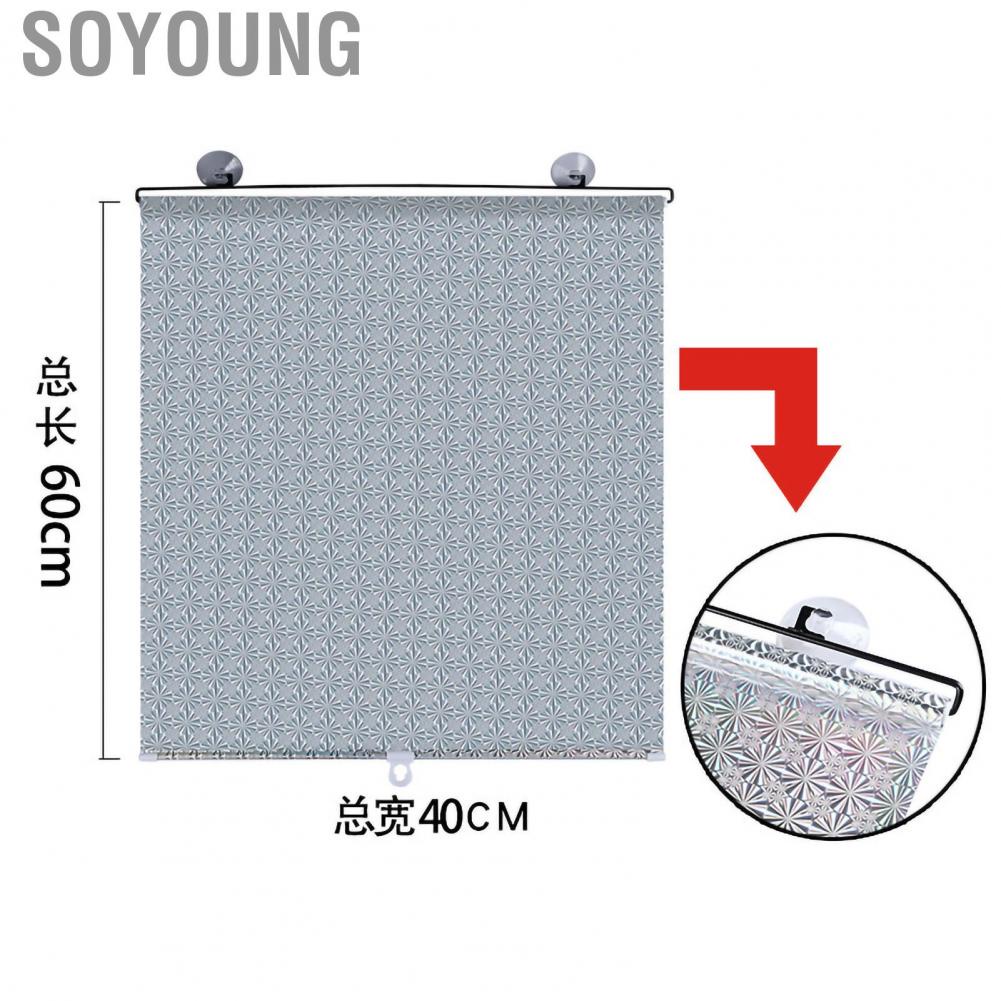 Soyoung Car Front Rear Windshield Sun Visor Curtain Sunshade Heat Insulation Automatic Winding with Sucker