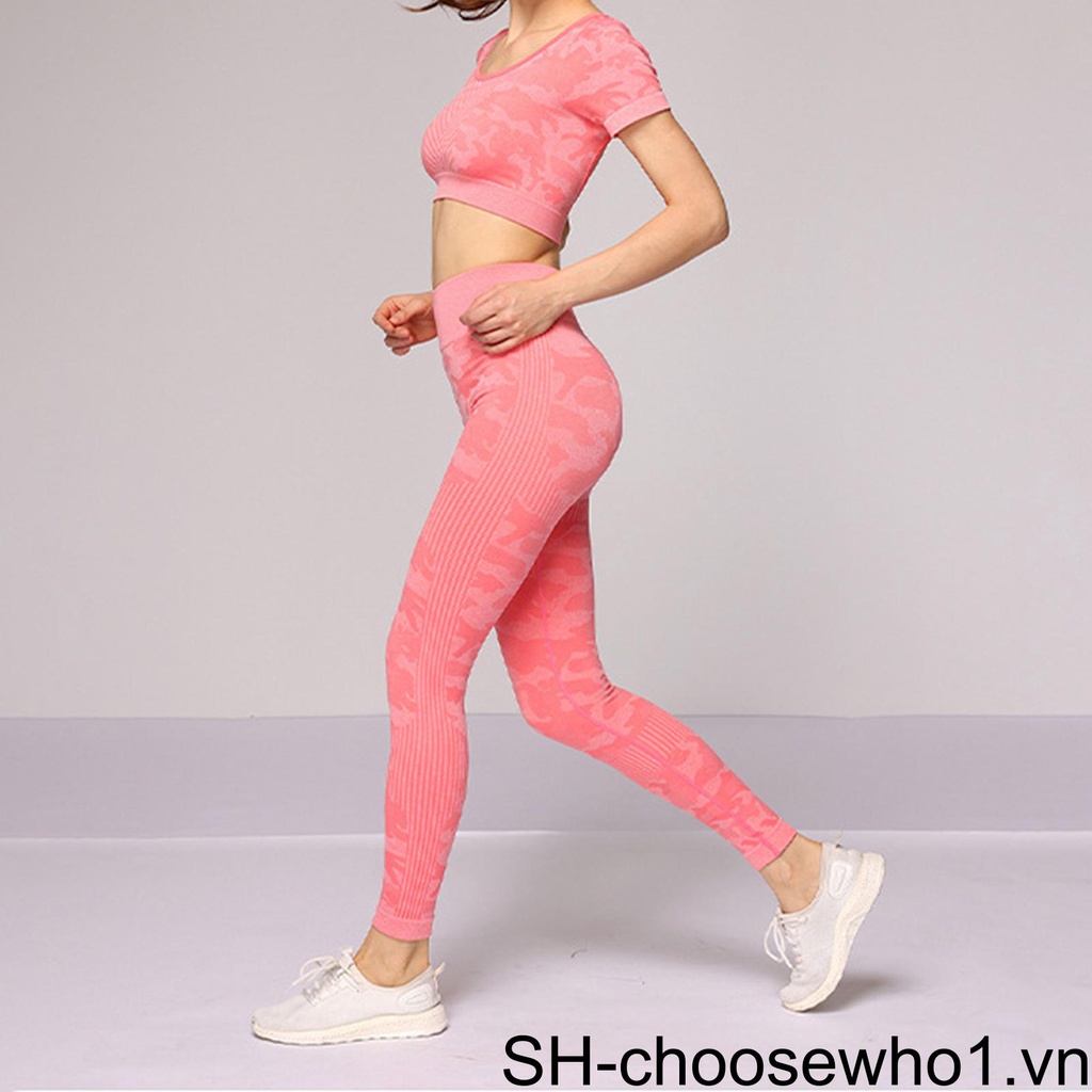 Bộ Đồ Thể Thao 2 Mảnh Thấm Hút Mồ Hôi Lưng Cao Cho Nữ