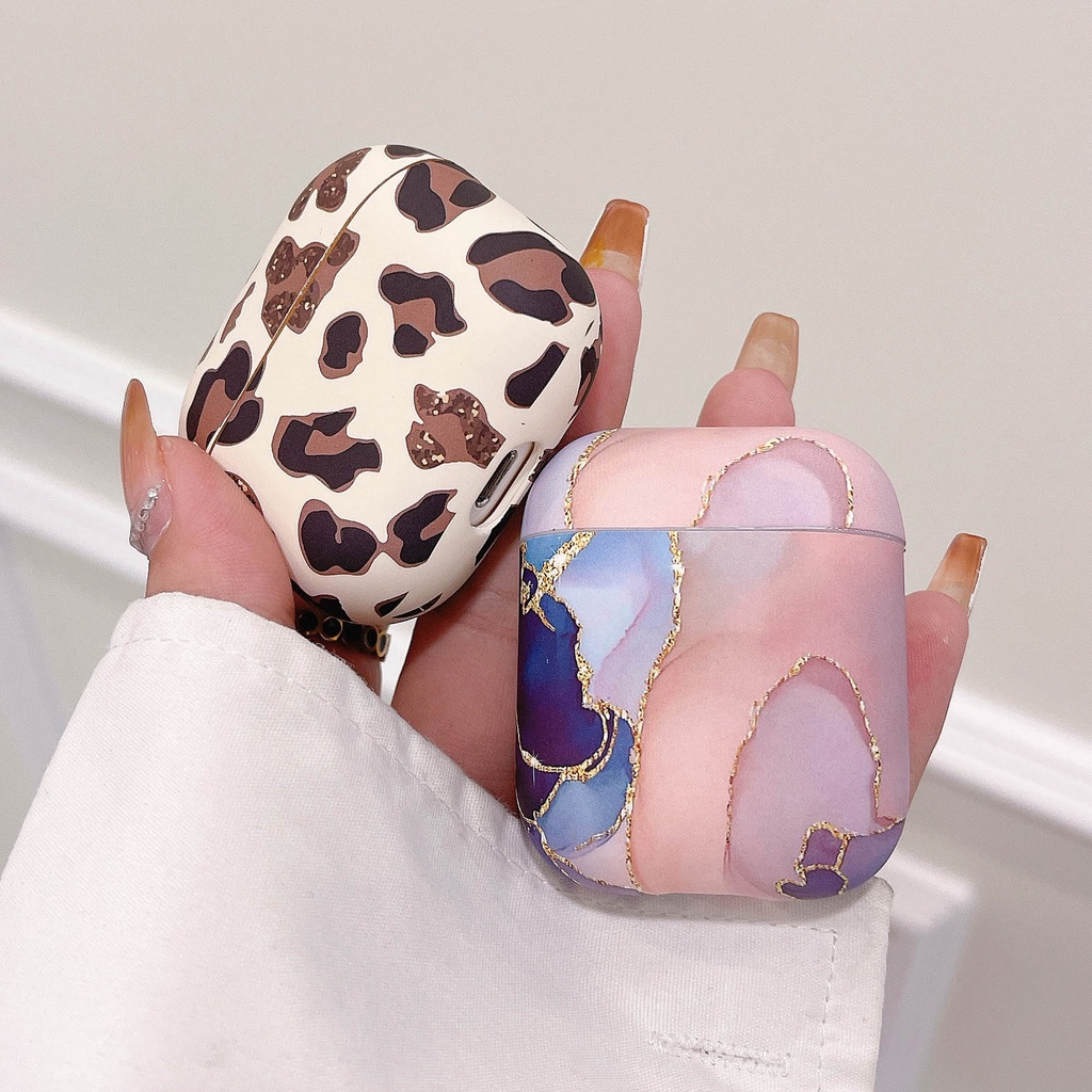 Vỏ Bảo Vệ Hộp Sạc Tai Nghe AirPods Pro 1 2 3 Pro2 Bằng TPU Mềm Họa Tiết Vân Đá &amp; Hoa Cương Dạ Quang