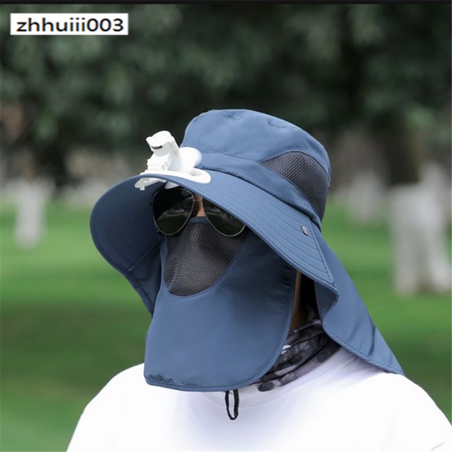 Mũ Chống Nắng Mùa Hè Có Quạt Lưới Thoáng Khí Bảo Vệ Mặt Cổ Cho Nam Khi Câu Cá / Leo Núi