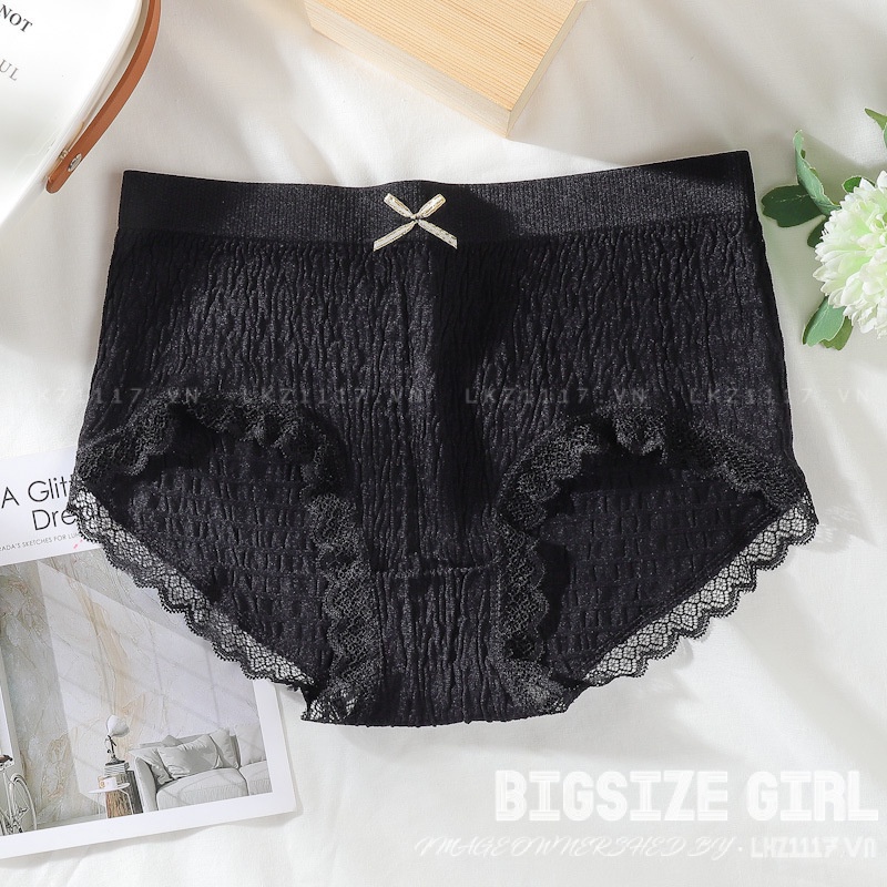 Quần lót nữ cotton vải mềm viền ren Bigsize quần chip nữ dễ thương  70kg 80kg 100kg thoáng khí Kháng Khuẩn hút mồ hôi co giãn 4 chiều cao cấp