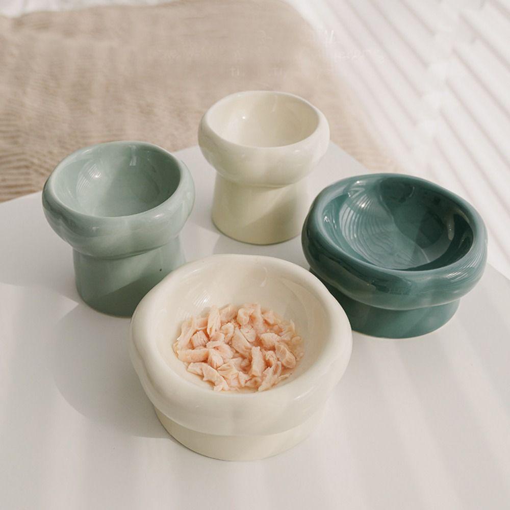 Tô Đựng Thức Ăn Nước Uống Bằng Gốm Hình Cánh Hoa Chống Quá Khổ Sáng Tạo Kích Thước Nhỏ Và Vừa Cho Thú Cưng