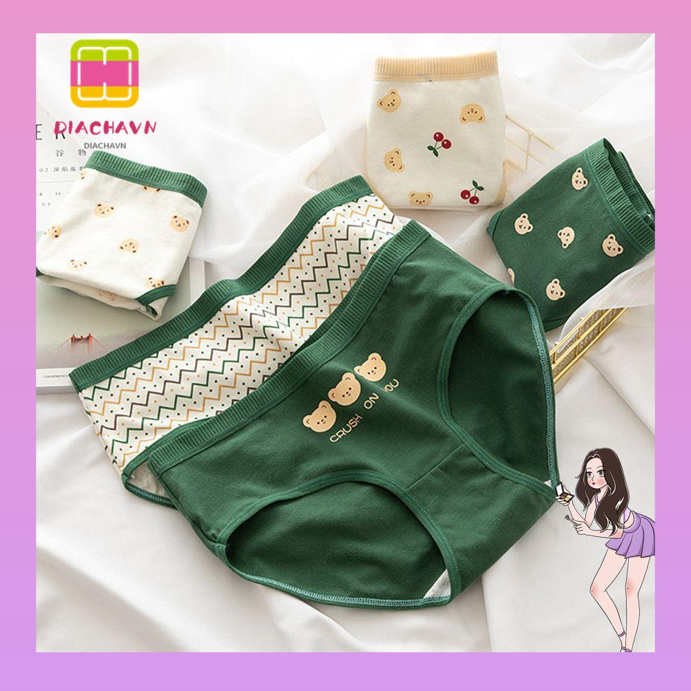 Quần Lót Cotton Co Giãn In Họa Tiết Dễ Thương Cho Bé Gái