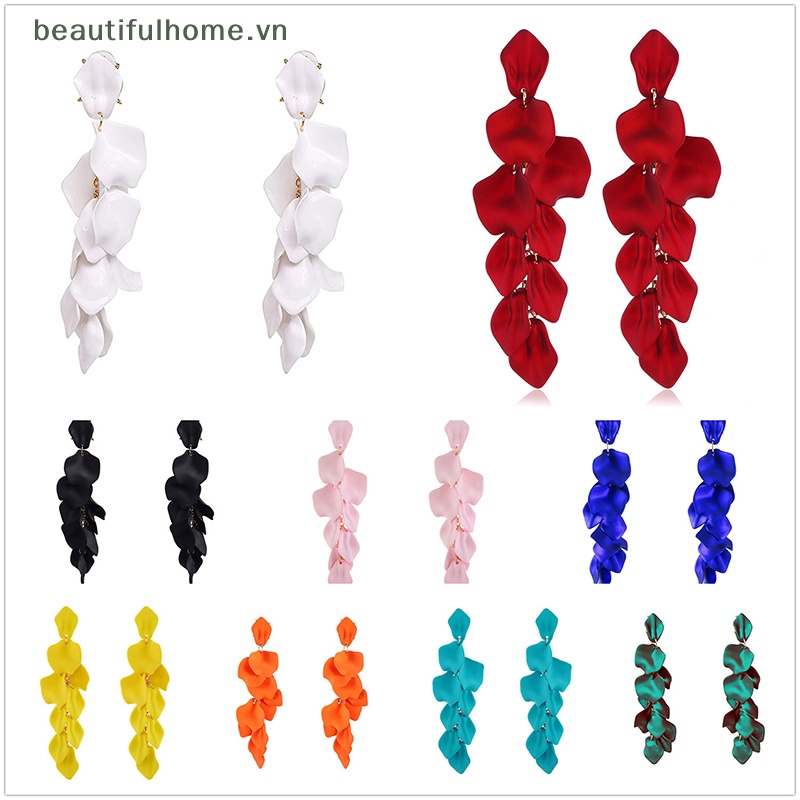 1 Đôi Bông Tai Dáng Dài Hình Cánh Hoa Bằng Acrylic Phong Cách Hàn Quốc Thời Trang Cho Nữ