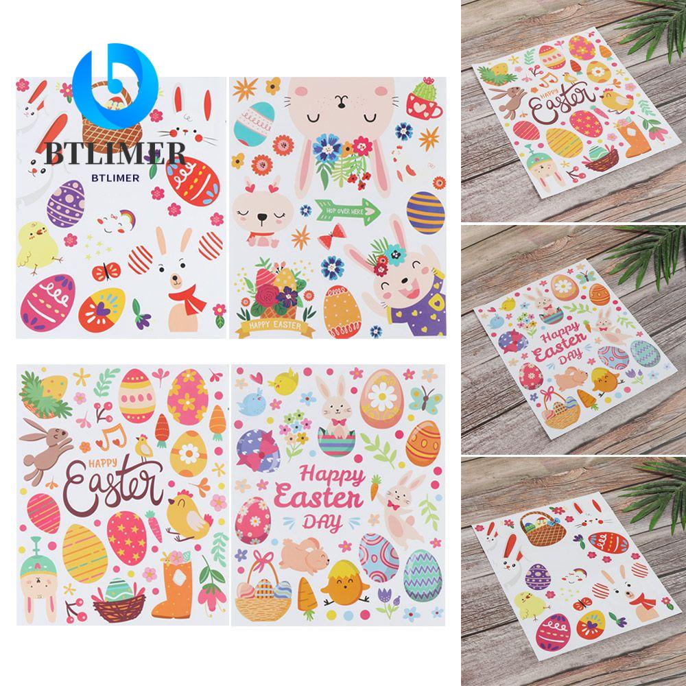 Bộ 2 Miếng Dán Tường Bằng PVC Hình Thỏ Và Trứng Dễ Tháo Gỡ