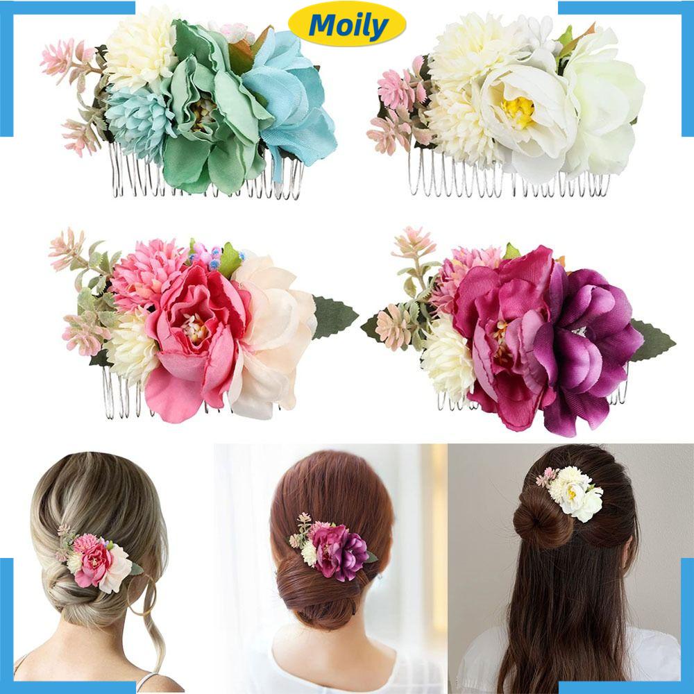 Lược Cài Tóc Hình Hoa Dành Cho Cô Dâu|Phụ Kiện Trang Trí Tóc Xinh Xắn Chất Lượng